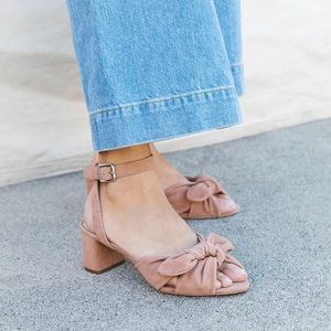 Loeffler Randal | Jill Knotted Block Heel w Ankle Strap | Blush | 8.5